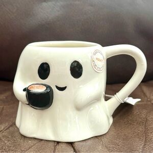 Ghost with Coffee Hand Painted Figural Halloween Mug